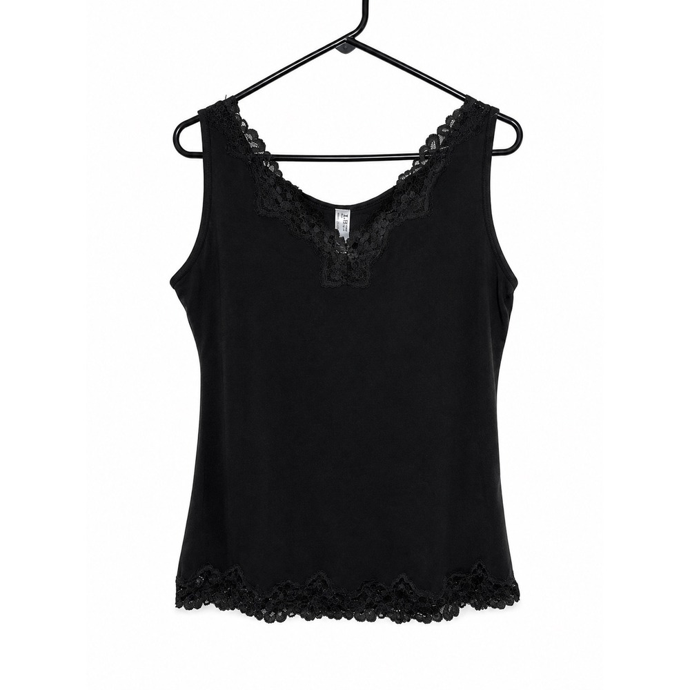Flexees by Maidenform Shapewear Camisole 4X Black Lace Trim Tummy Contr